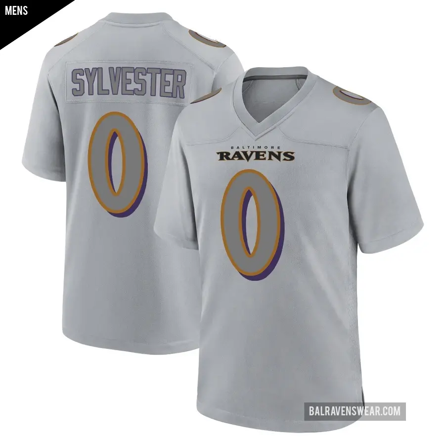 Men's Baltimore Ravens ＃0 Trevonte Sylvester Gray Game Atmosphere Fashion Jersey