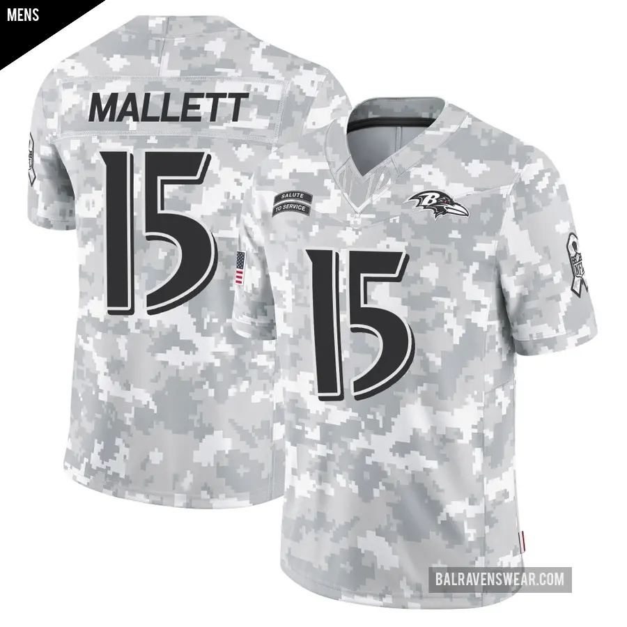 Men's Baltimore Ravens ＃15 Ryan Mallett Arctic Camo Limited 2024 Salute to Service Jersey