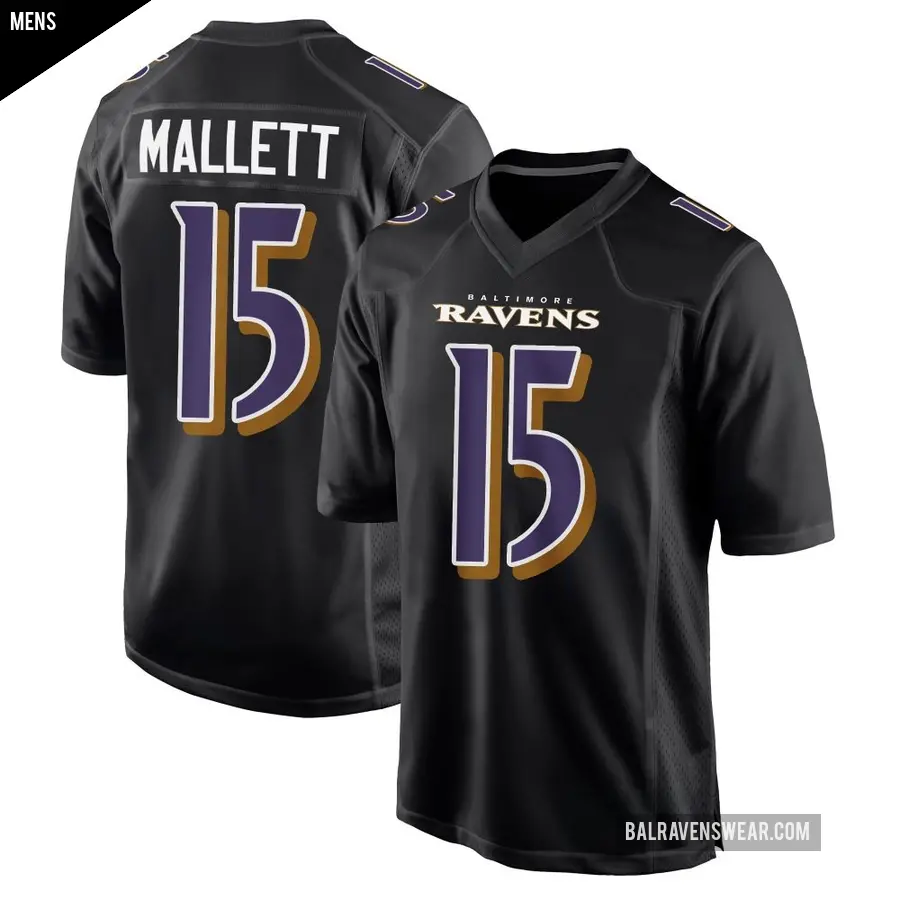 Men's Baltimore Ravens ＃15 Ryan Mallett Black Game Carbon Fashion Jersey