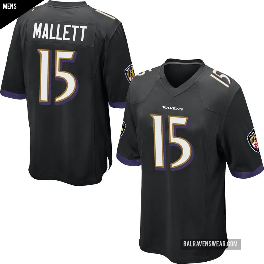 Men's Baltimore Ravens ＃15 Ryan Mallett Black Game Jersey