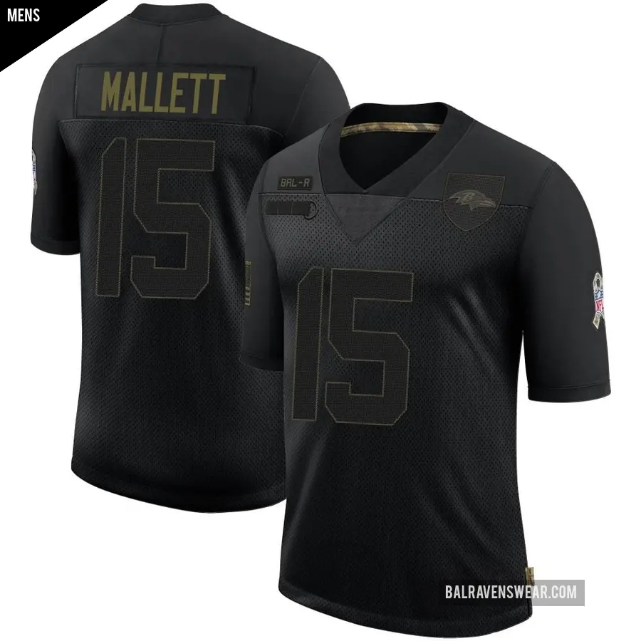 Men's Baltimore Ravens ＃15 Ryan Mallett Black Limited 2020 Salute To Service Jersey