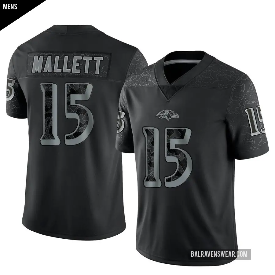 Men's Baltimore Ravens ＃15 Ryan Mallett Black Limited Reflective Jersey