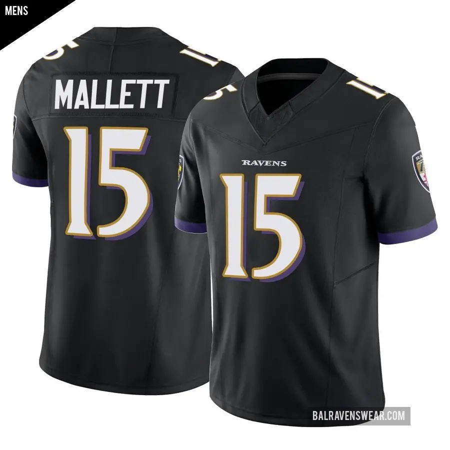 Men's Baltimore Ravens ＃15 Ryan Mallett Black Limited Vapor F.U.S.E. Jersey