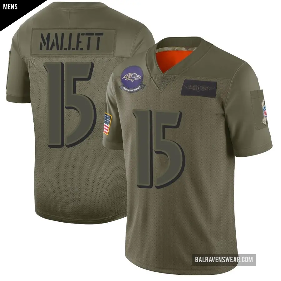 Men's Baltimore Ravens ＃15 Ryan Mallett Camo Limited 2019 Salute to Service Jersey