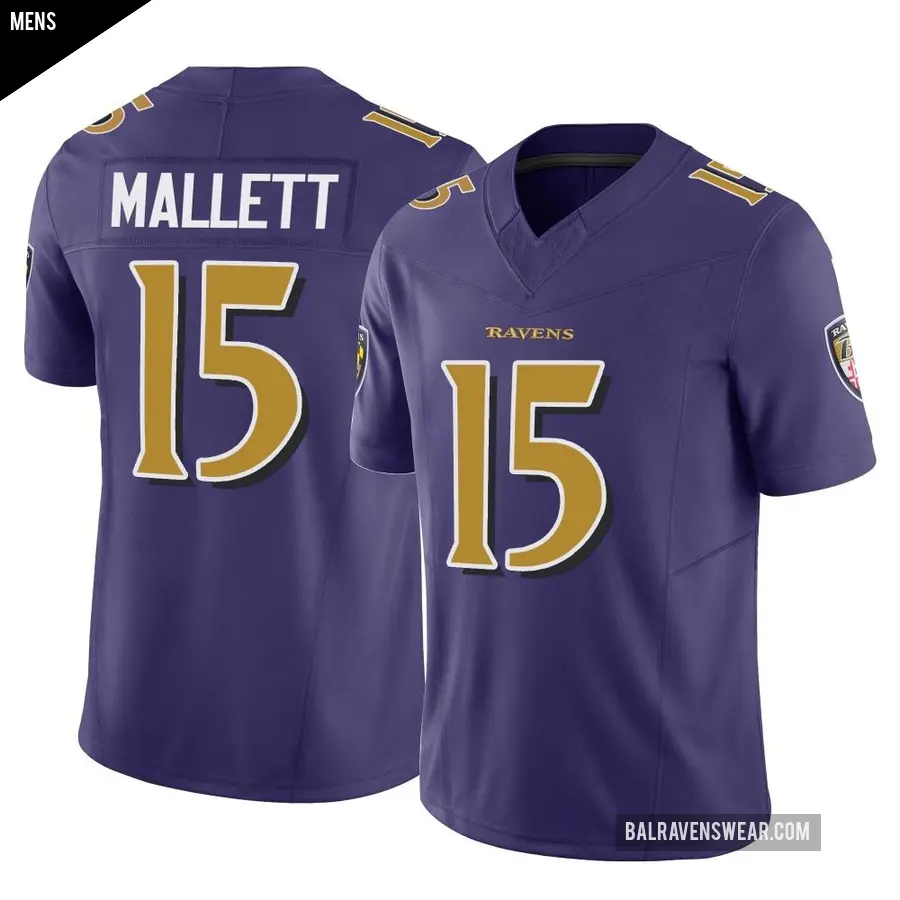 Men's Baltimore Ravens ＃15 Ryan Mallett Purple Limited Vapor F.U.S.E. Jersey