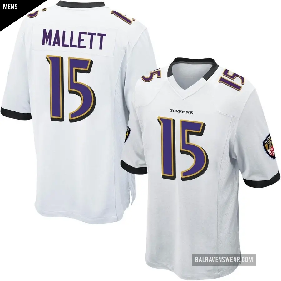 Men's Baltimore Ravens ＃15 Ryan Mallett White Game Jersey