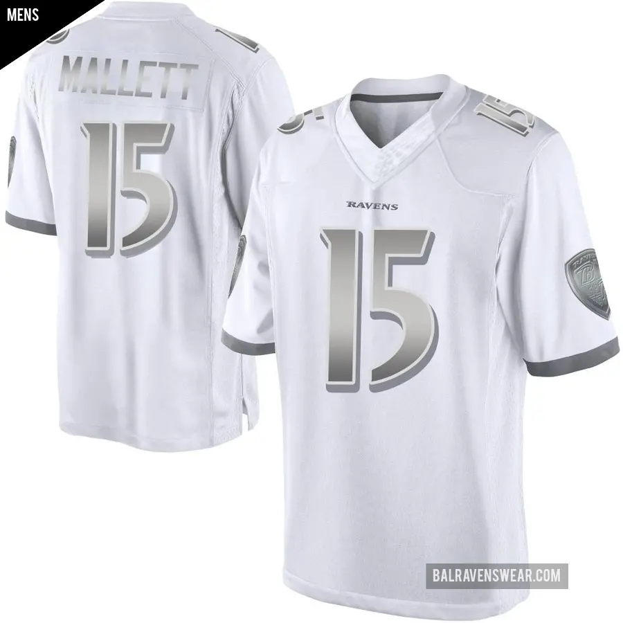 Men's Baltimore Ravens ＃15 Ryan Mallett White Limited Platinum Jersey