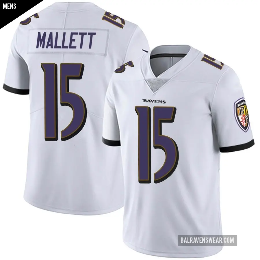 Men's Baltimore Ravens ＃15 Ryan Mallett White Limited Vapor Untouchable Jersey