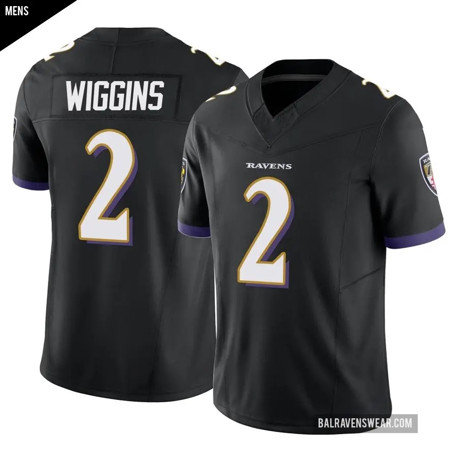 Men's Baltimore Ravens ＃2 Nate Wiggins Black Limited Vapor F.U.S.E. Jersey