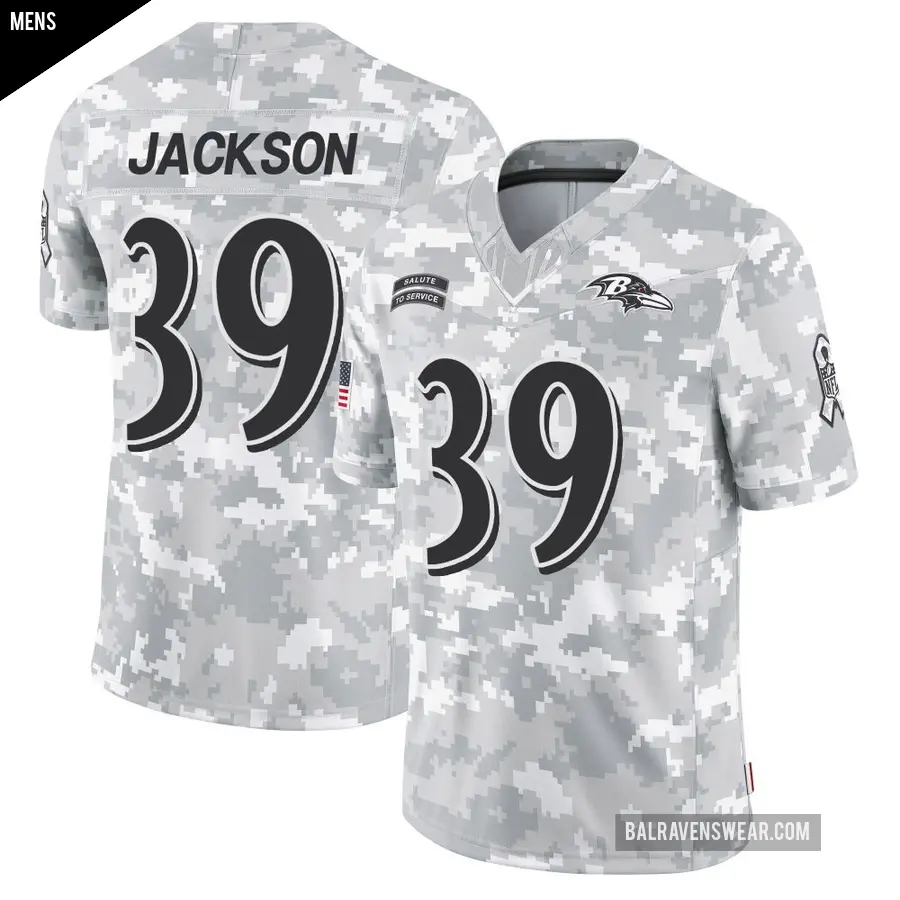 Men's Baltimore Ravens ＃39 Keondre Jackson Arctic Camo Limited 2024 Salute to Service Jersey