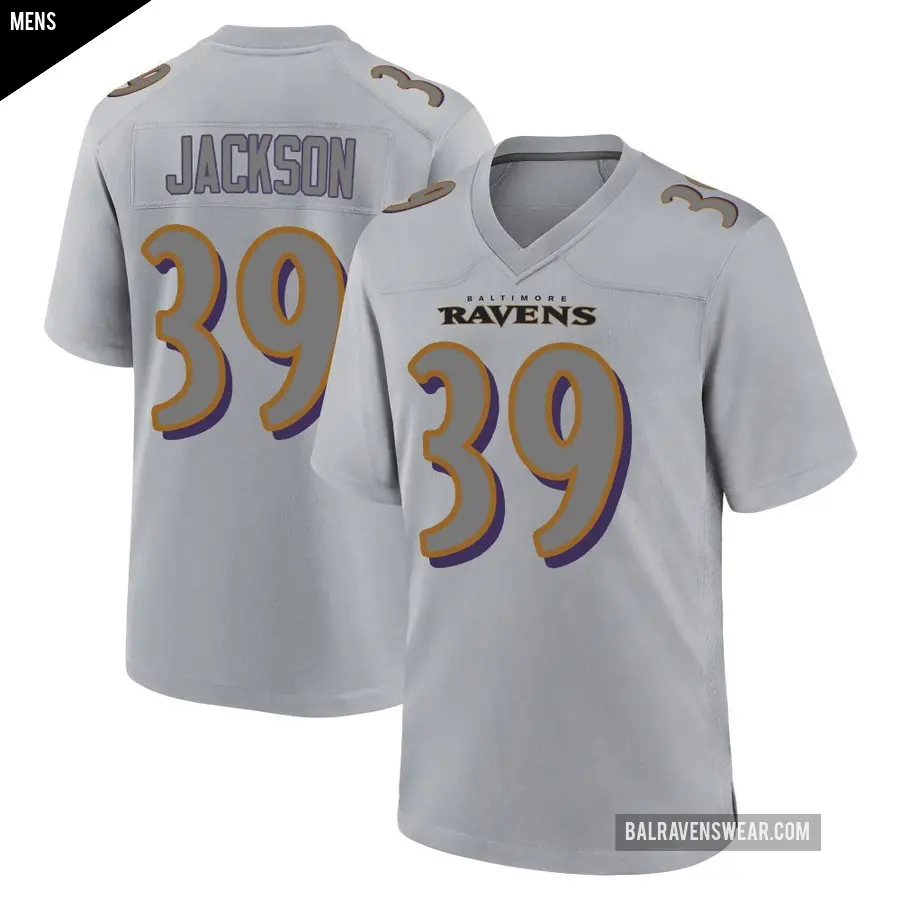 Men's Baltimore Ravens ＃39 Keondre Jackson Gray Game Atmosphere Fashion Jersey