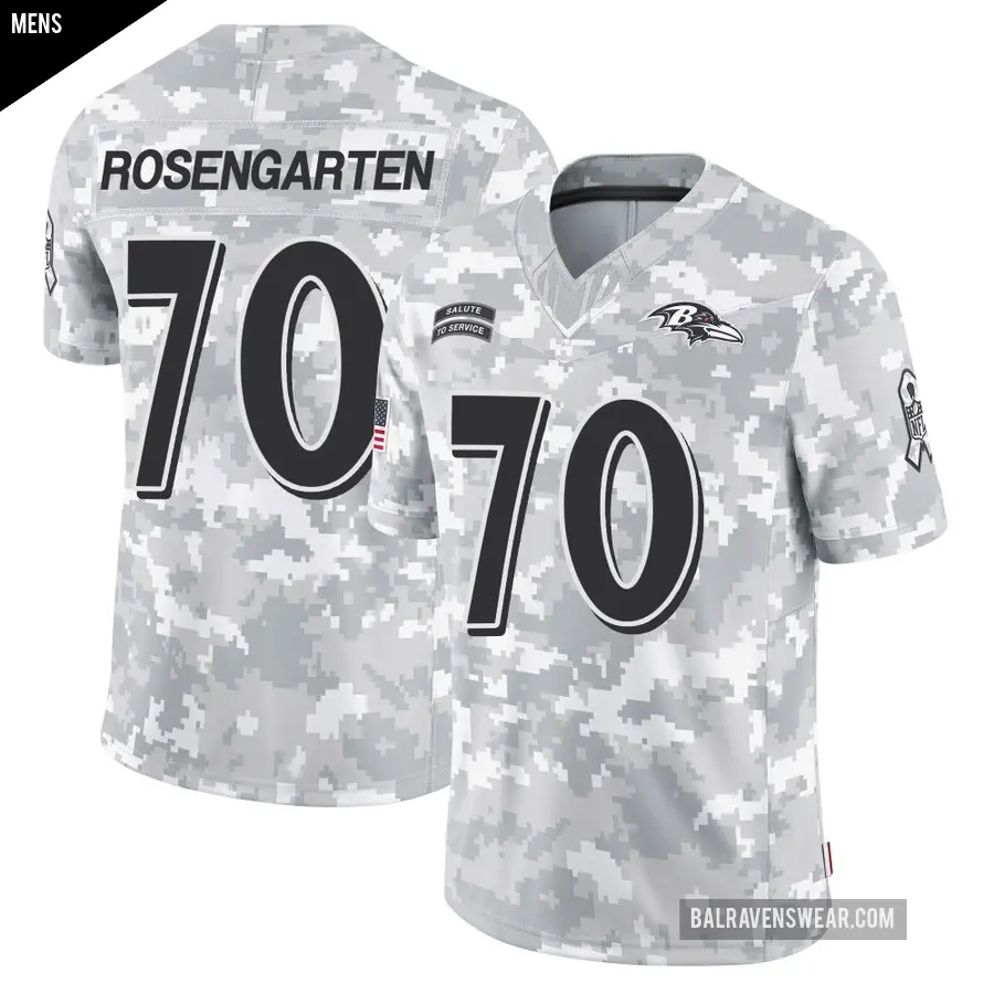 Men's Baltimore Ravens ＃70 Roger Rosengarten Arctic Camo Limited 2024 Salute to Service Jersey