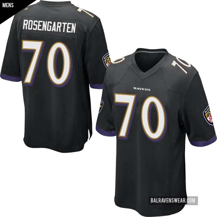 Men's Baltimore Ravens ＃70 Roger Rosengarten Black Game Jersey