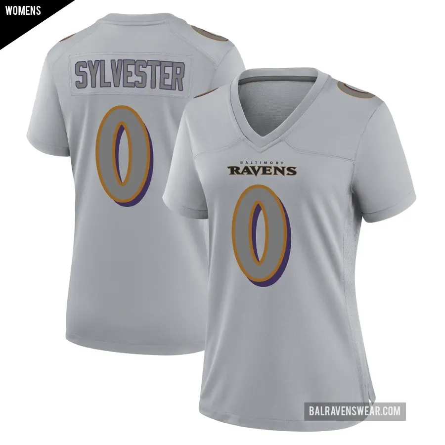 Women's Baltimore Ravens ＃0 Trevonte Sylvester Gray Game Atmosphere Fashion Jersey