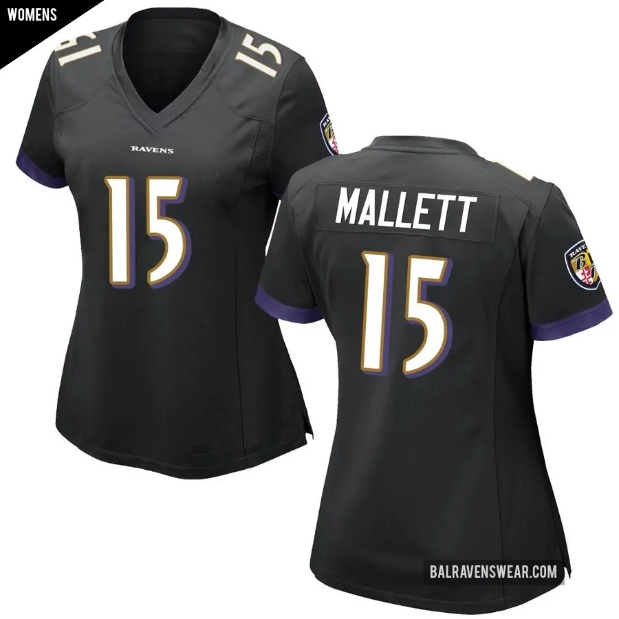 Women's Baltimore Ravens ＃15 Ryan Mallett Black Game Jersey