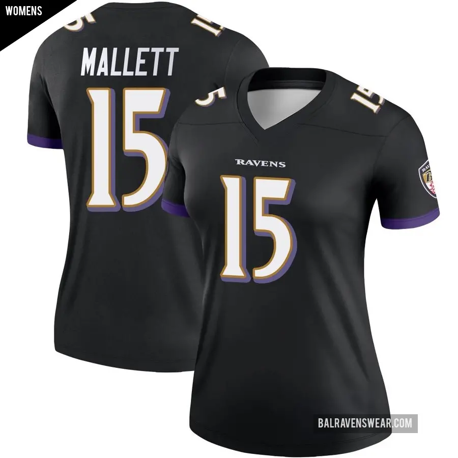Women's Baltimore Ravens ＃15 Ryan Mallett Black Legend Jersey