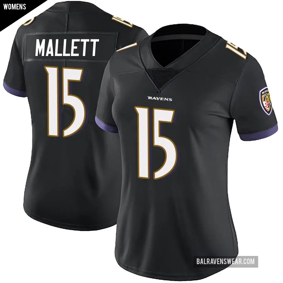 Women's Baltimore Ravens ＃15 Ryan Mallett Black Limited Alternate Vapor Untouchable Jersey