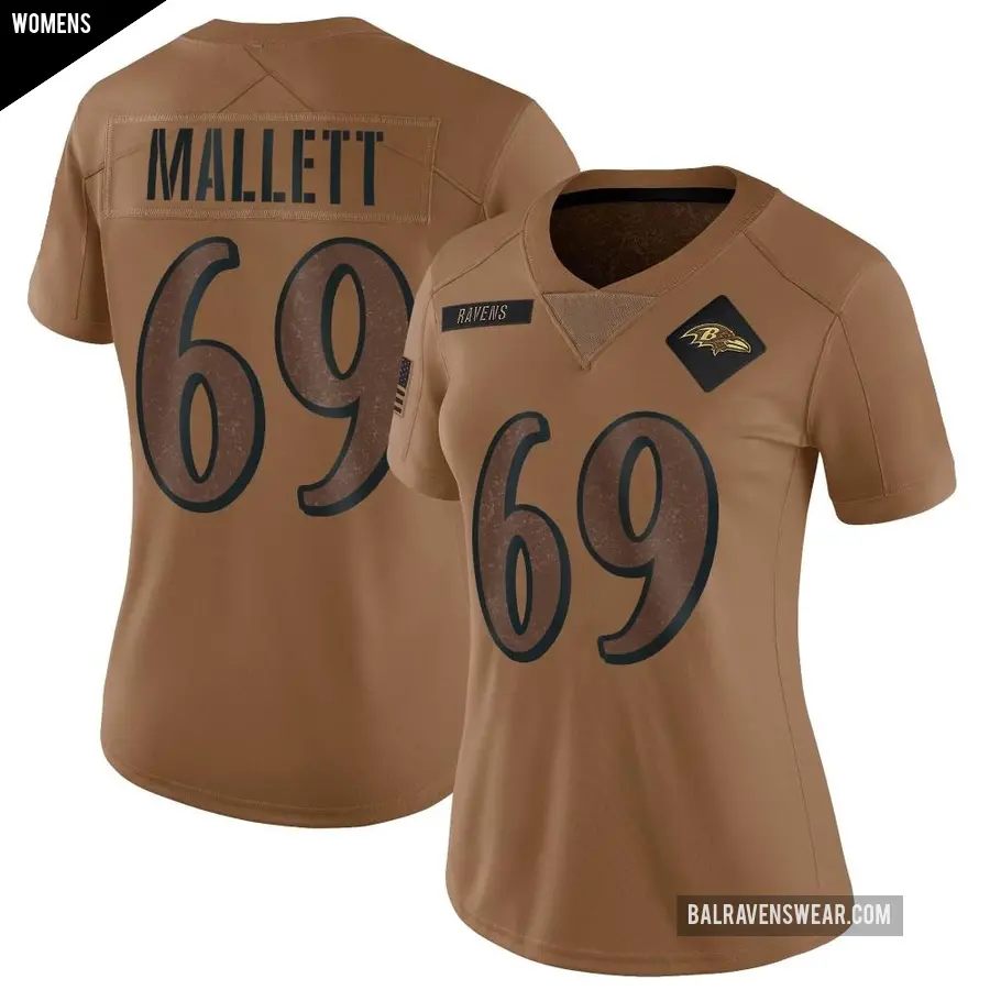 Women's Baltimore Ravens ＃15 Ryan Mallett Brown Limited 2023 Salute To Service Jersey