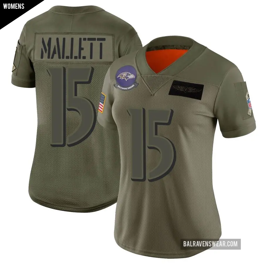 Women's Baltimore Ravens ＃15 Ryan Mallett Camo Limited 2019 Salute to Service Jersey