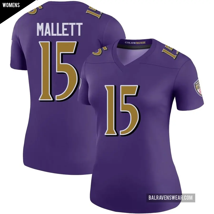 Women's Baltimore Ravens ＃15 Ryan Mallett Purple Legend Color Rush Jersey