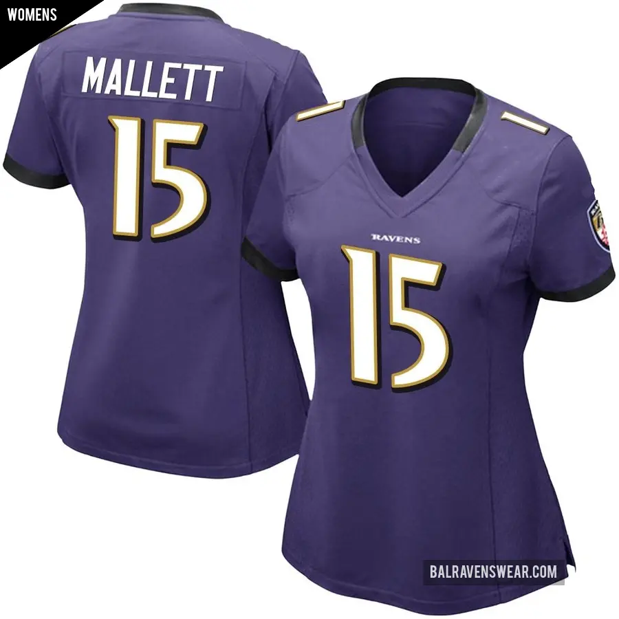 Women's Baltimore Ravens ＃15 Ryan Mallett Purple Limited Team Color Vapor Untouchable Jersey
