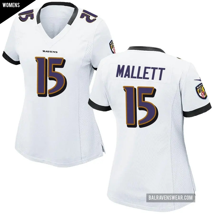 Women's Baltimore Ravens ＃15 Ryan Mallett White Game Jersey
