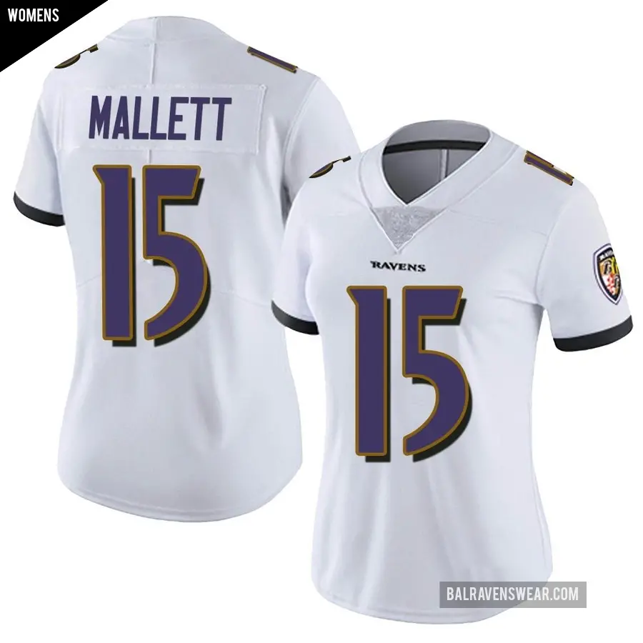 Women's Baltimore Ravens ＃15 Ryan Mallett White Limited Vapor Untouchable Jersey