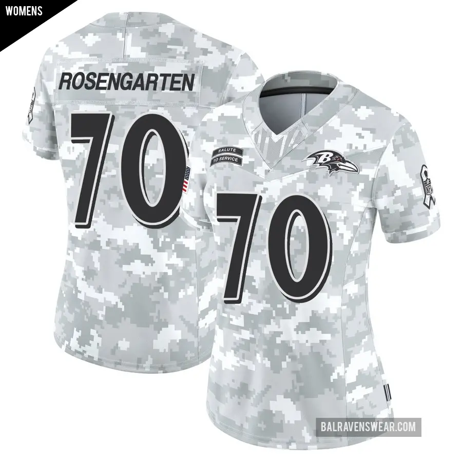 Women's Baltimore Ravens ＃70 Roger Rosengarten Arctic Camo Limited 2024 Salute to Service Jersey