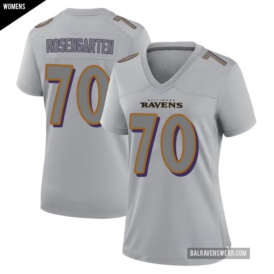 Women's Baltimore Ravens ＃70 Roger Rosengarten Gray Game Atmosphere Fashion Jersey