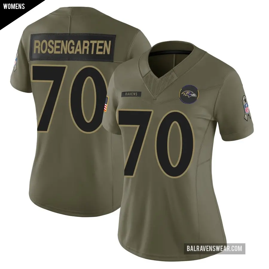 Women's Baltimore Ravens ＃70 Roger Rosengarten Olive Limited 2025 Salute to Service Jersey