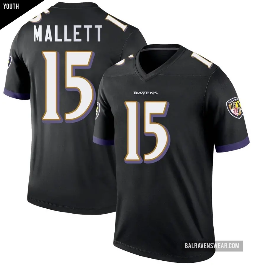 Youth Baltimore Ravens ＃15 Ryan Mallett Black Legend Jersey