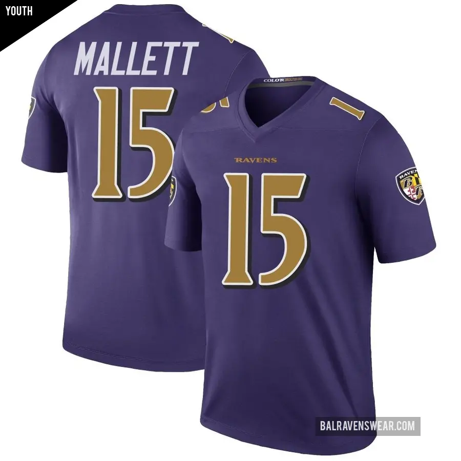 Youth Baltimore Ravens ＃15 Ryan Mallett Purple Legend Color Rush Jersey