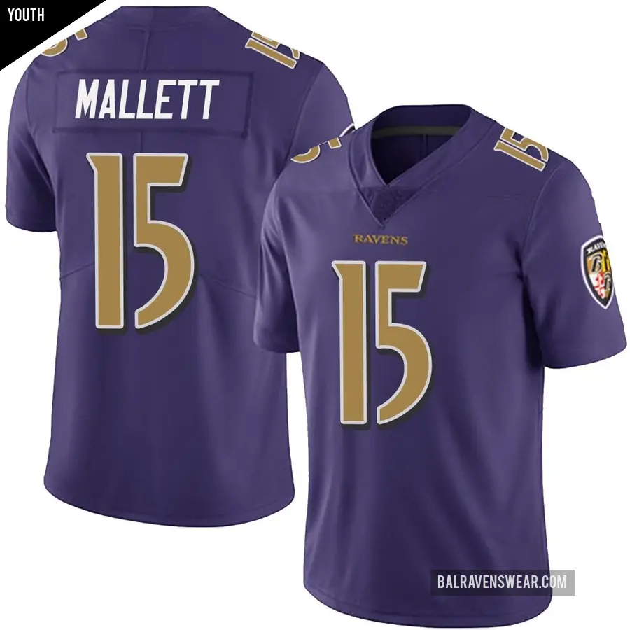 Youth Baltimore Ravens ＃15 Ryan Mallett Purple Limited Team Color Vapor Untouchable Jersey