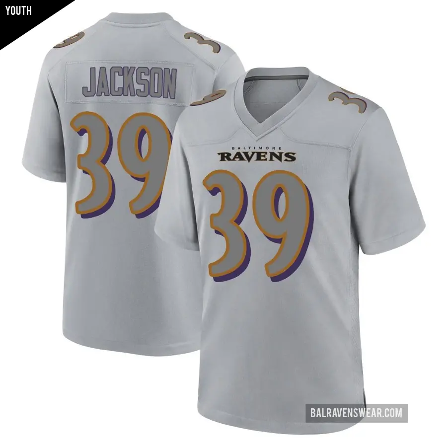 Youth Baltimore Ravens ＃39 Keondre Jackson Gray Game Atmosphere Fashion Jersey